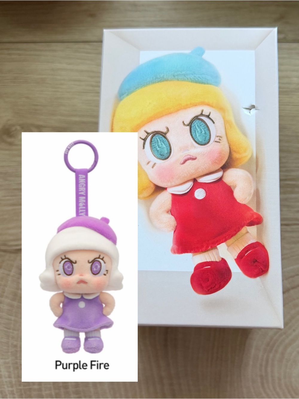 Pop Mart Angry Molly Purple Fire Blind Box Plush Pendant Keychain